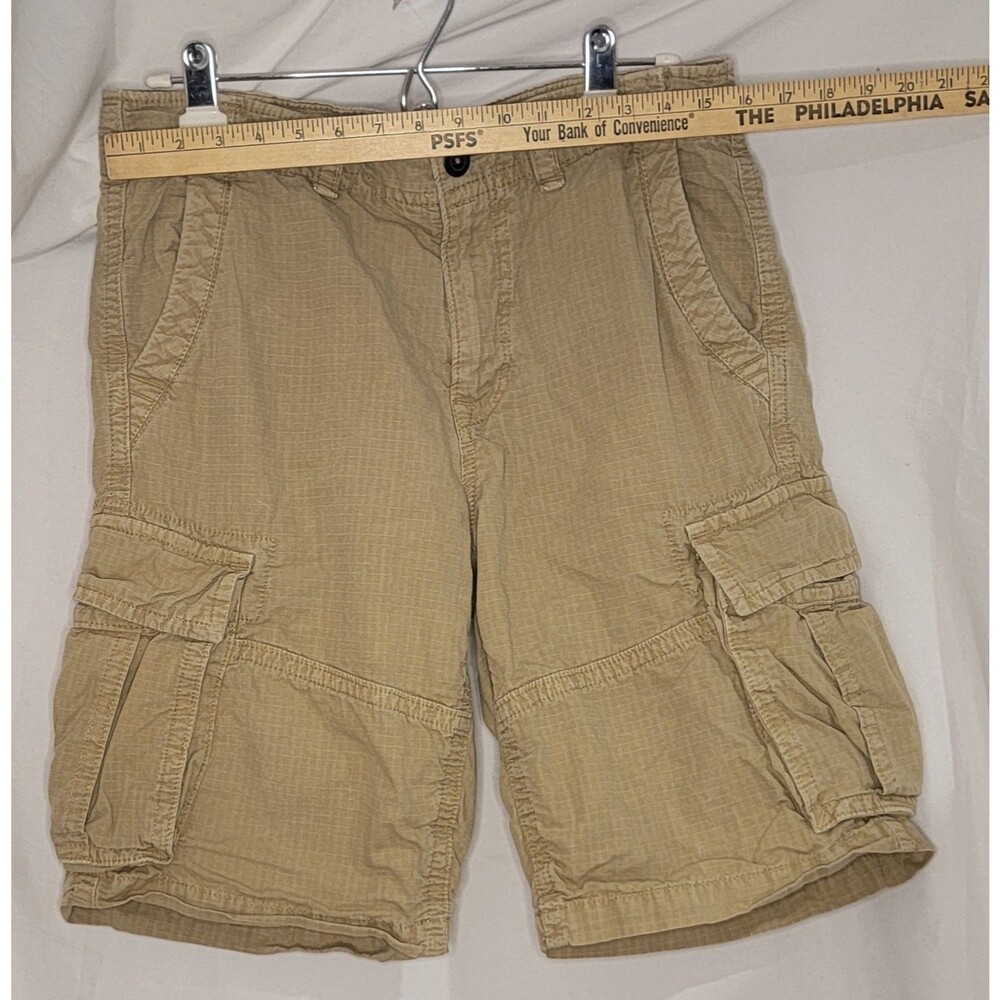 American Eagle Men’s 32 Brown Ripstop Cargo Shorts Long Inseam Outdoor Utility - Picture 9 of 9